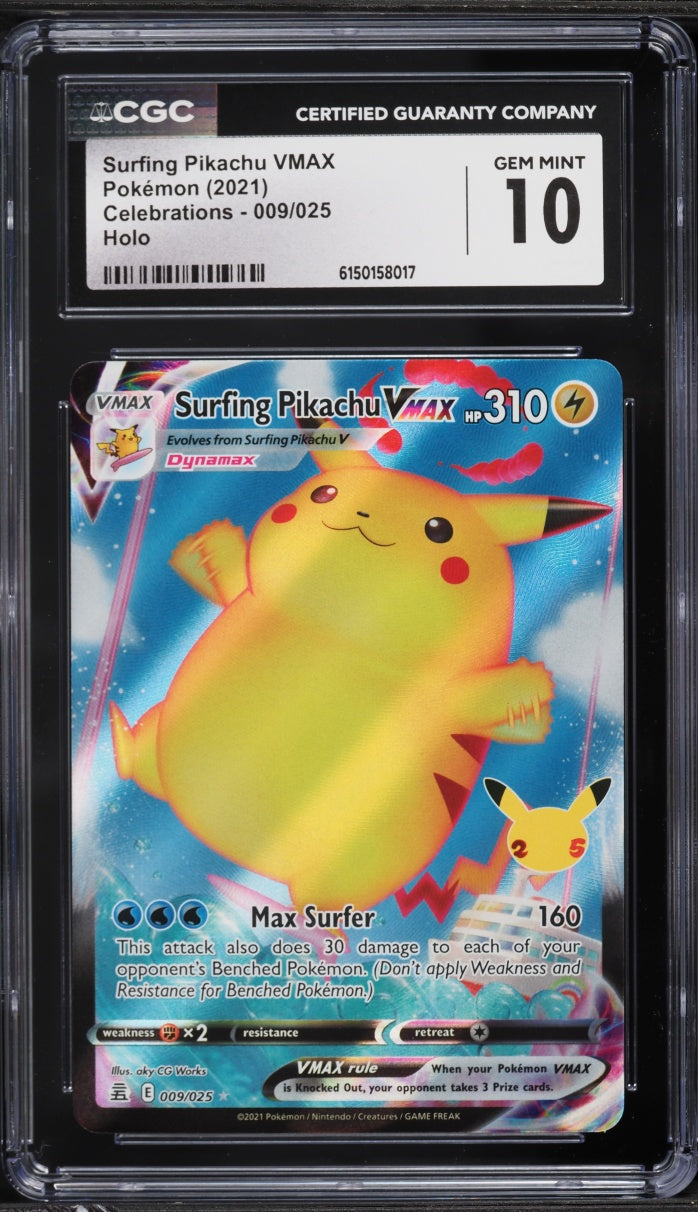 2021 Pokemon Celebrations Surfing Pikachu VMAX #009 CGC 10