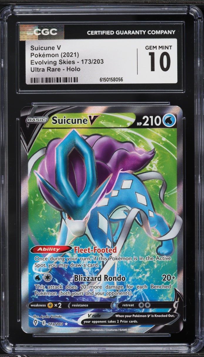 2021 Pokemon Evolving Skies Suicune V #173 CGC 10