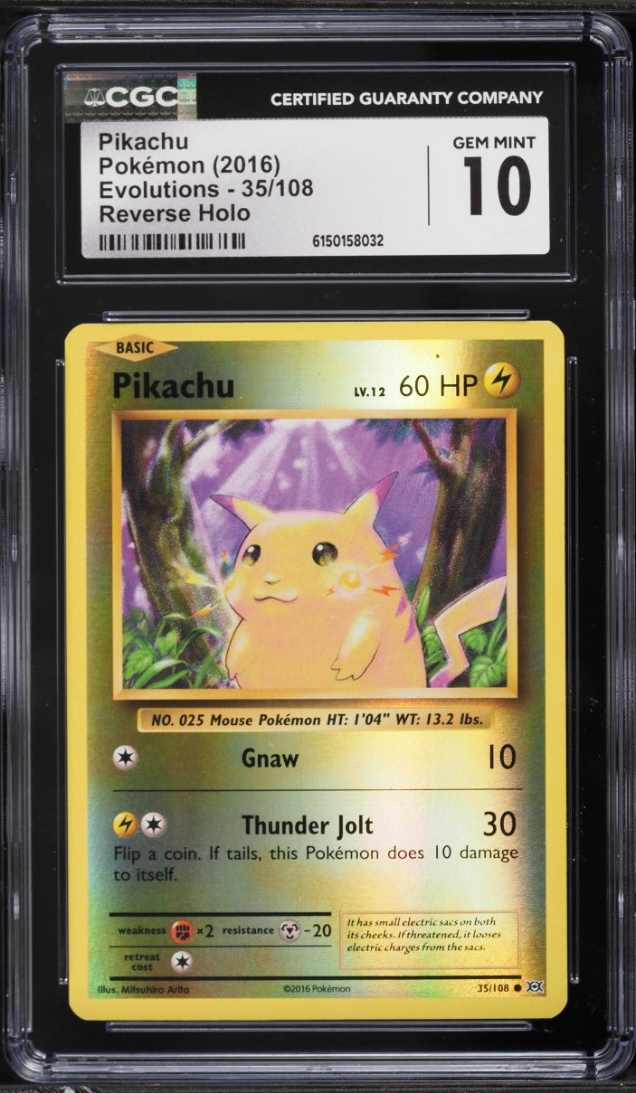 2016 Pokemon Evolutions Reverse Holo Pikachu #35 CGC 10