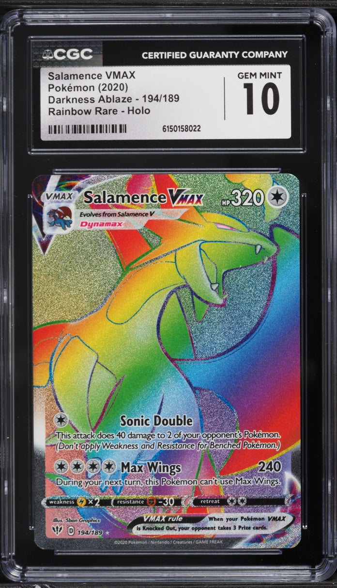 2020 Pokemon Darkness Ablaze Rainbow Rare Salamence VMAX #194 CGC 10