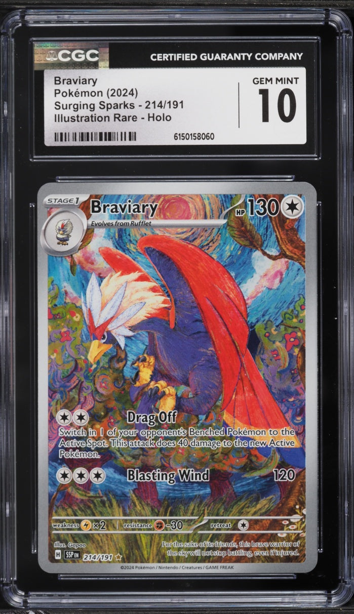 2024 Pokemon Surging Sparks Braviary #214 CGC 10