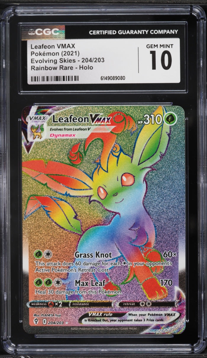 2021 Pokemon Evolving Skies Rainbow Rare Leafeon VMAX #204 CGC 10