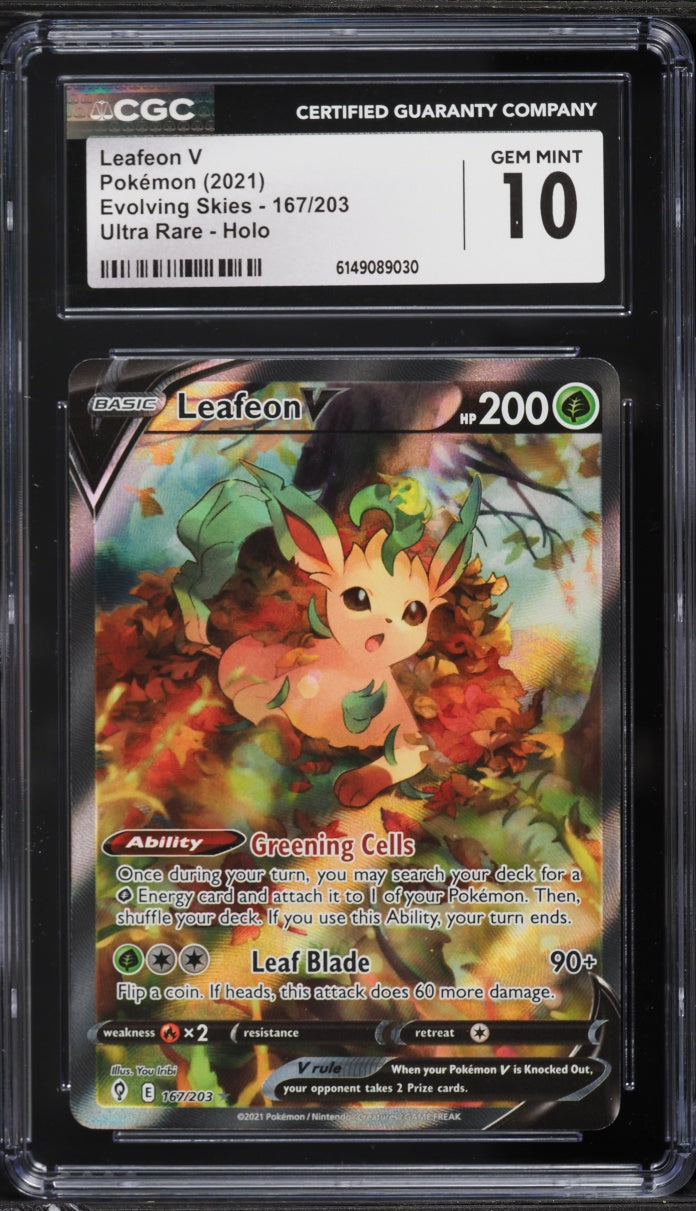 2021 Pokemon Evolving Skies Leafeon V #167 CGC 10