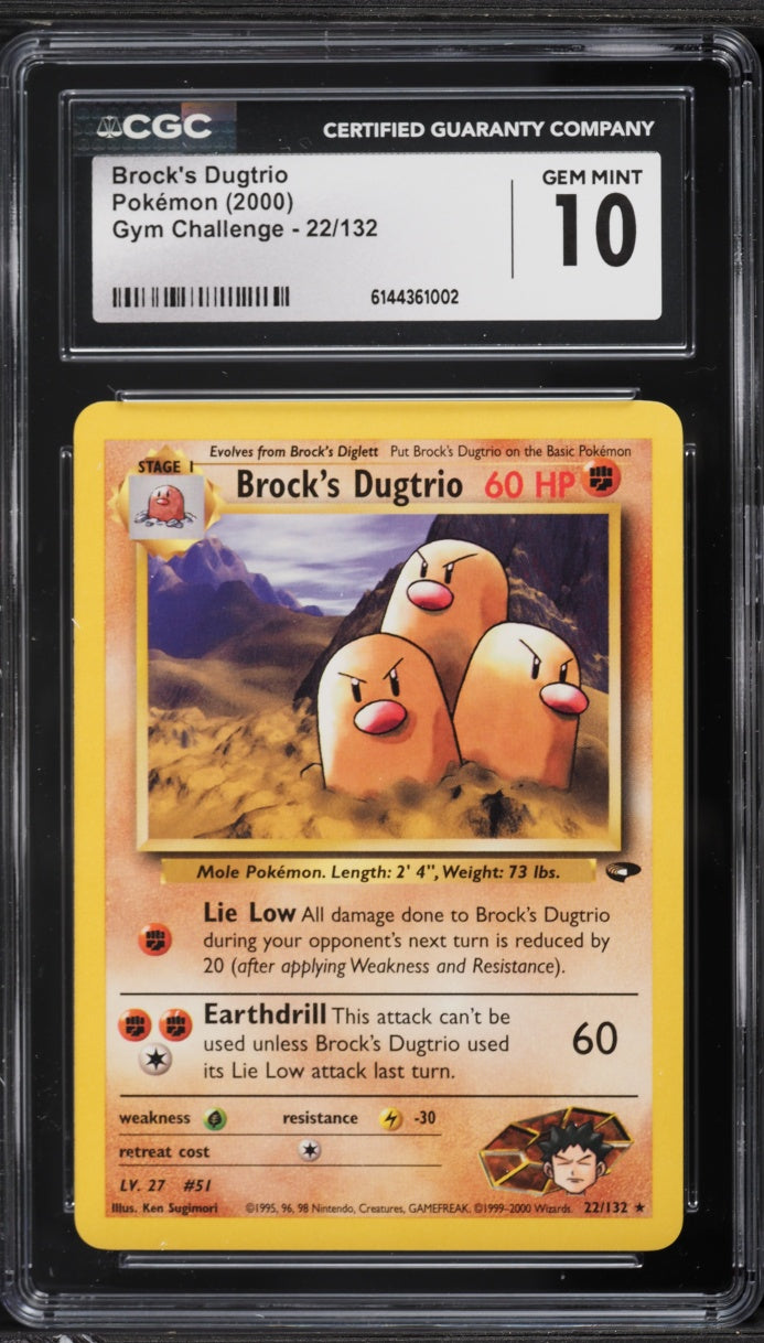 2000 Pokemon Gym Challenge Brock's Dugtrio #22 CGC 10