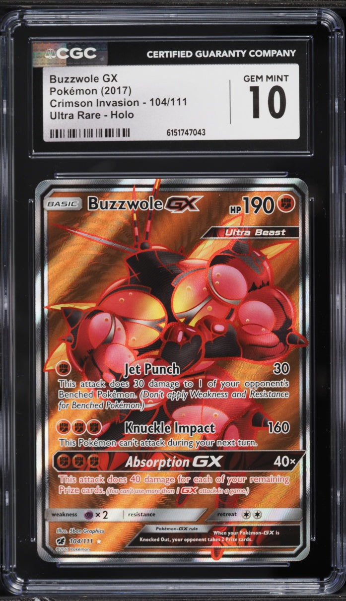 2017 Pokemon Crimson Invasion Buzzwole GX #104 CGC 10