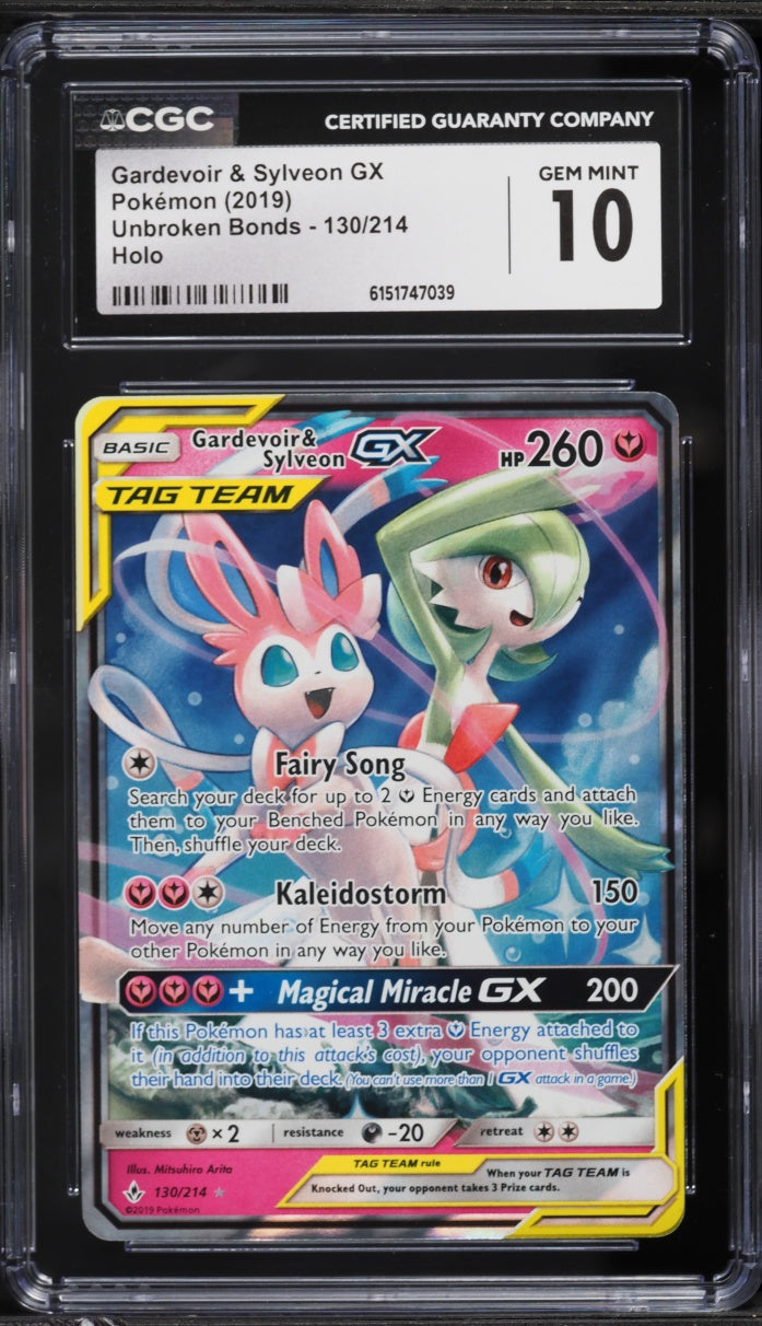 2019 Pokemon Unbroken Bonds Gardevoir & Sylveon GX #130 CGC 10
