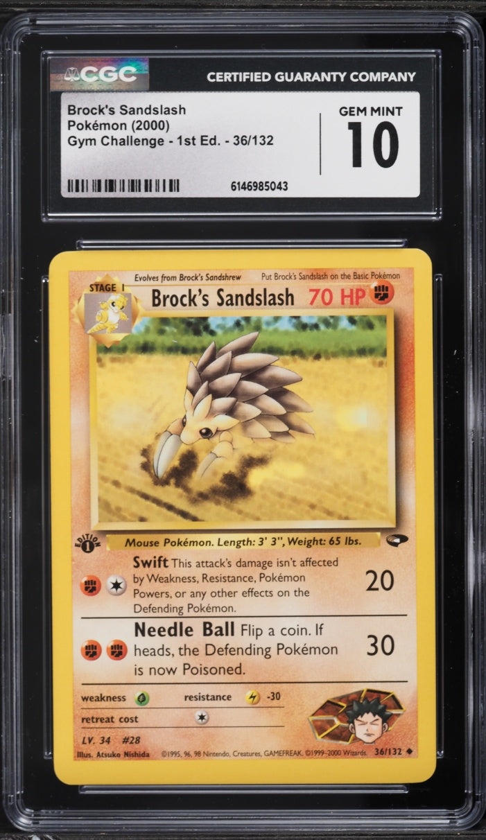 2000 Pokemon Gym Challenge 1st Edition Brock's Sandslash #36 CGC 10