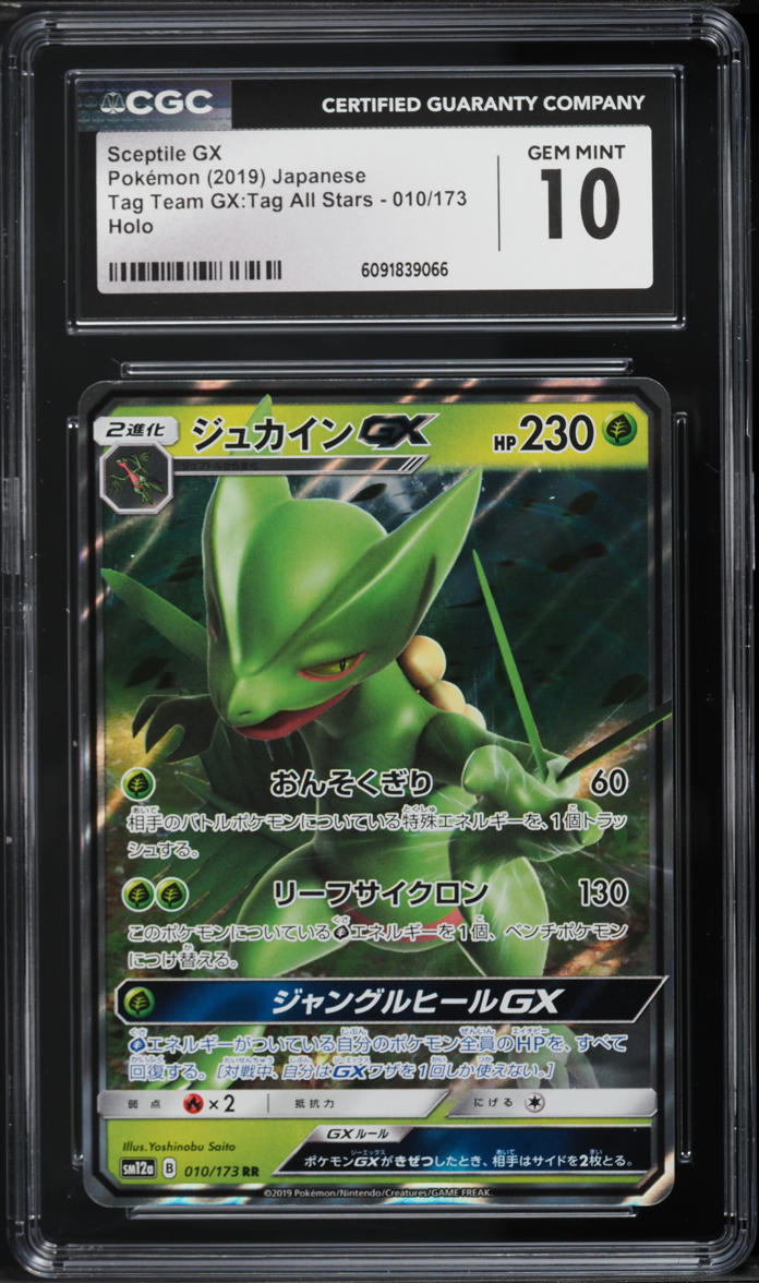 2019 Pokemon Japanese Sun & Moon Tag Team GX All Stars Full Art Sceptile GX #10 CGC 10