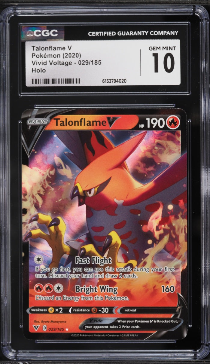 2020 Pokemon Vivid Voltage Talonflame V #029 CGC 10