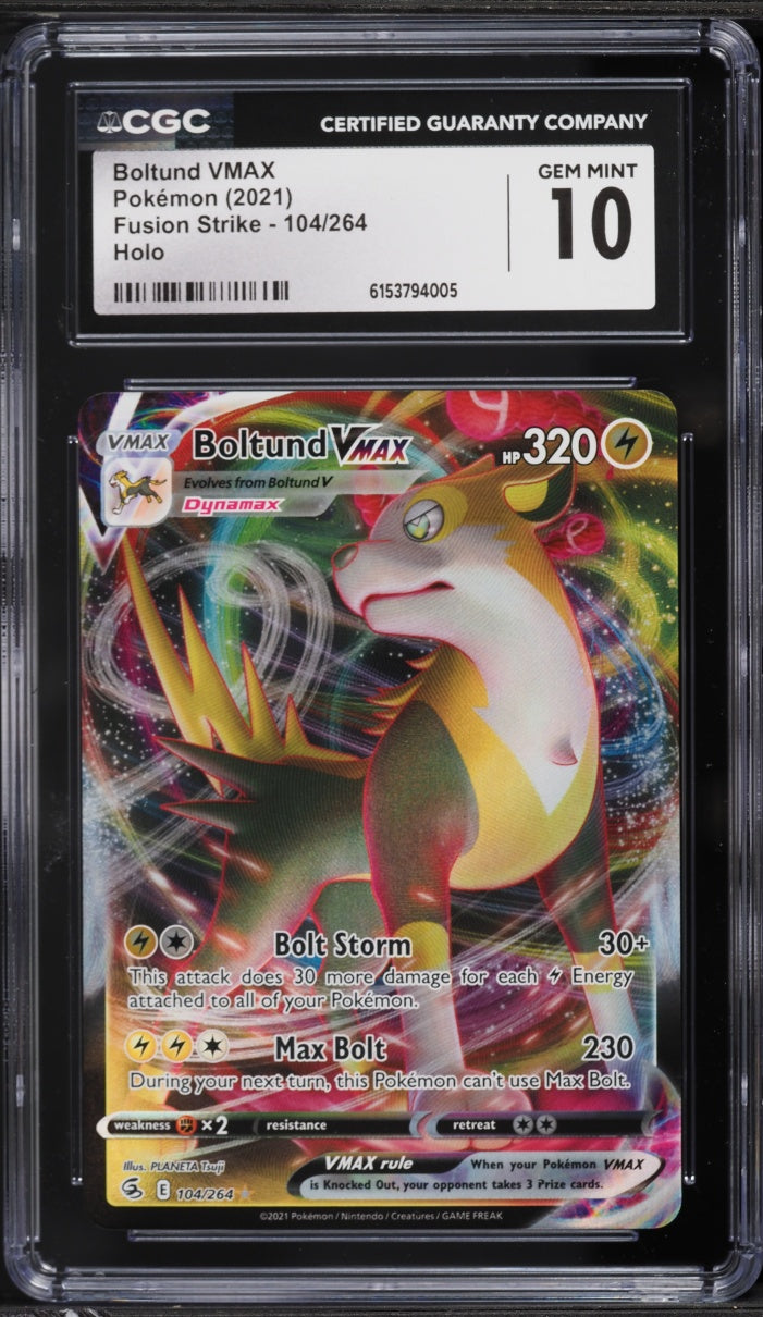 2021 Pokemon Fusion Strike Boltund VMAX #104 CGC 10