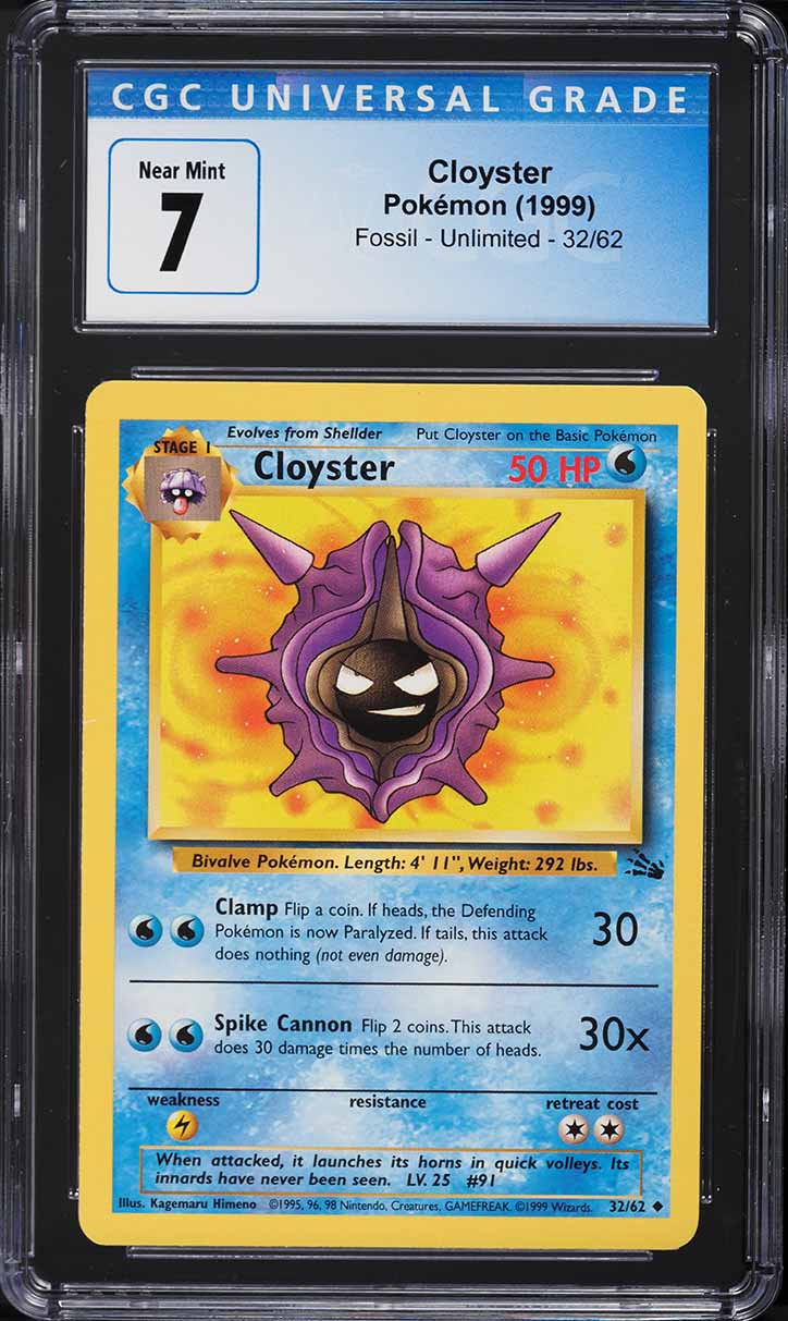 1999 Pokemon Fossil Cloyster #32 CGC 7 NRMT