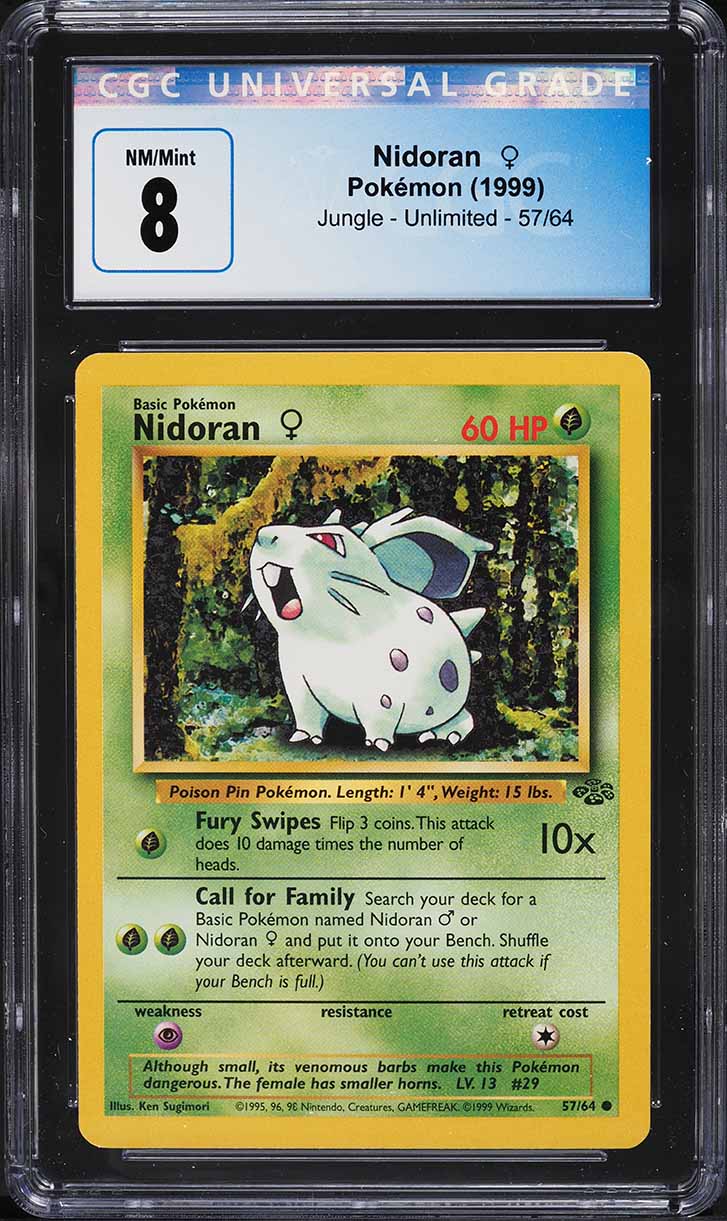 1999 Pokemon Jungle Nidoran #57 CGC 8 NM-MT