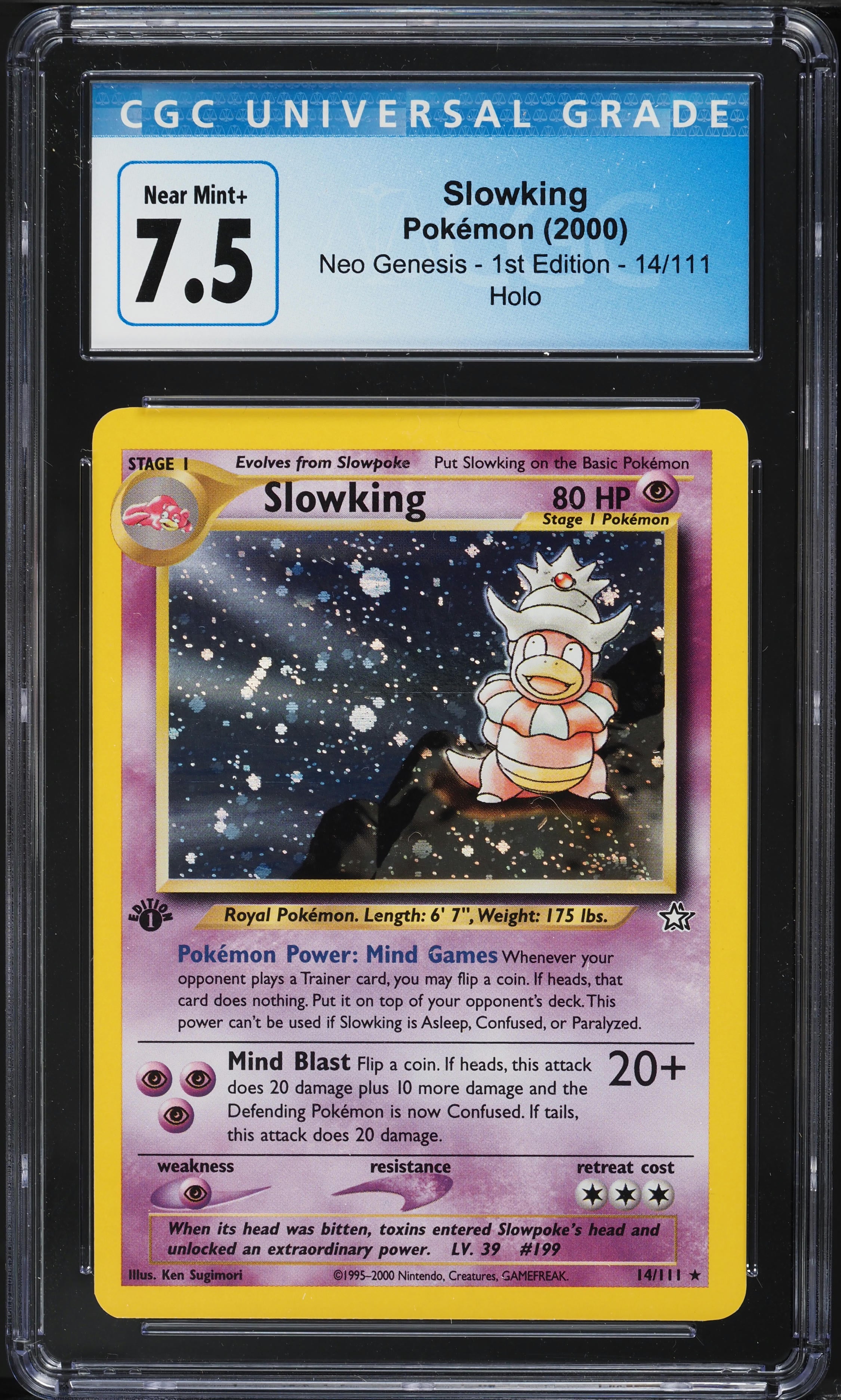 2000 Pokemon Neo Genesis 1st Edition Holo Slowking #14 CGC 7.5 NRMT+