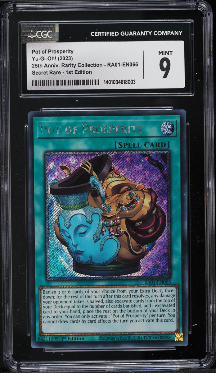 2023 Yu-Gi-Oh! 25th Anniversary 1st Edition Pot Of Prosperity #RA01-EN066 CGC 9