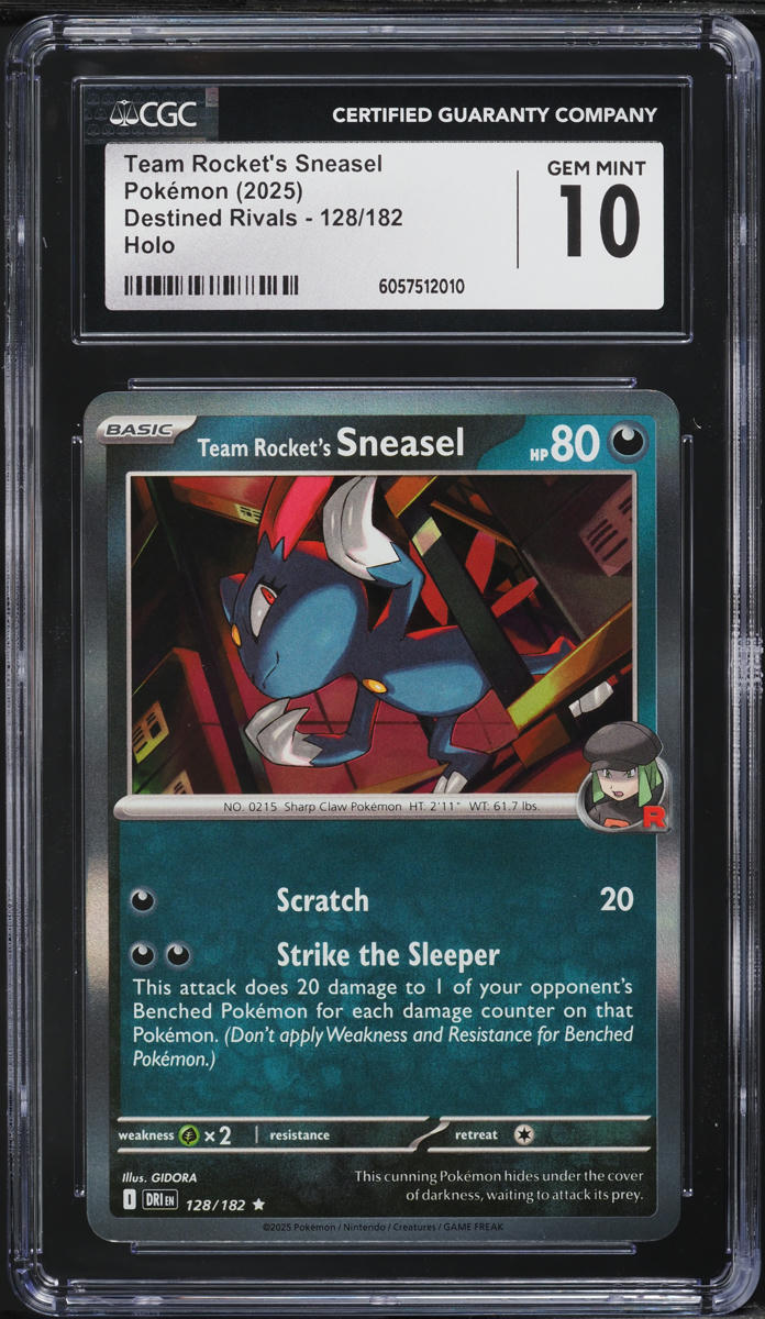 2025 Pokemon SV Destined Rivals Holo Team Rocket's Sneasel #128 CGC 10 GEM MINT