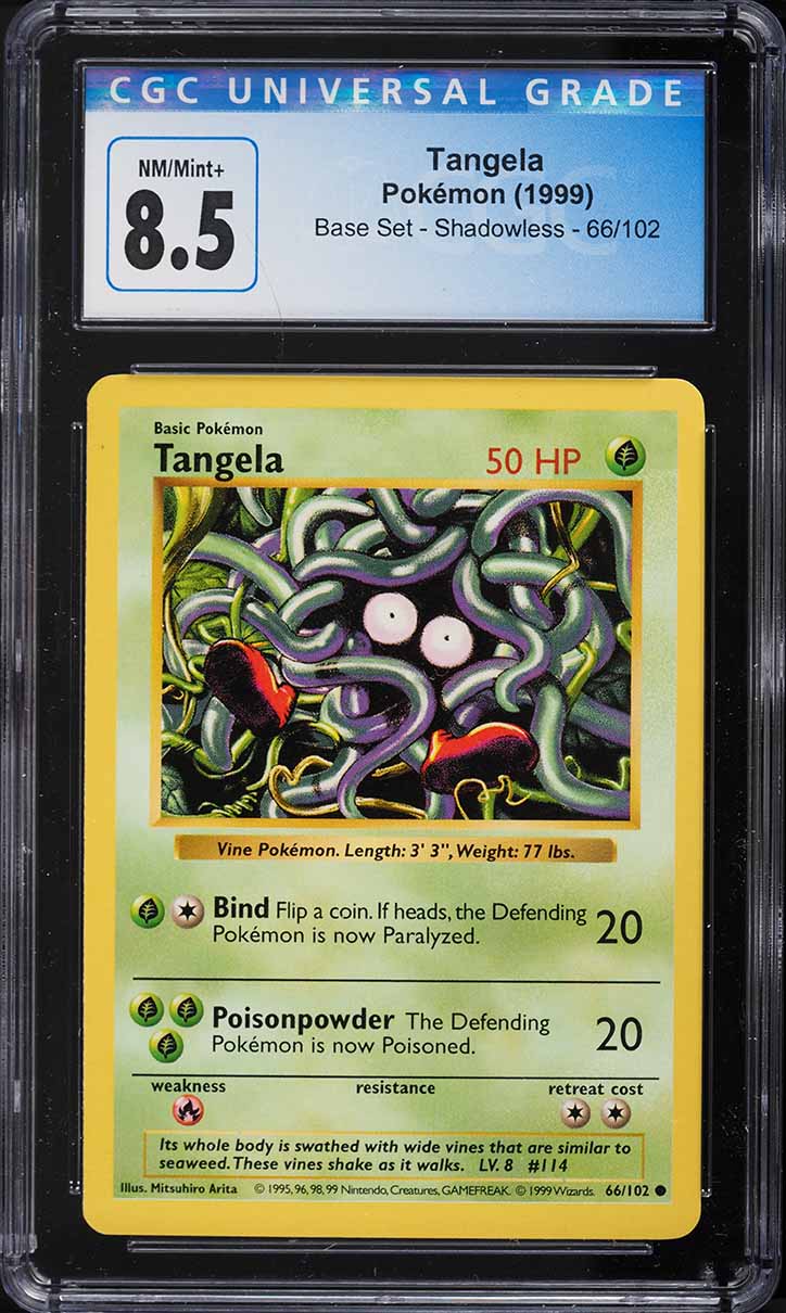 1999 Pokemon Base Set Shadowless Tangela #66 CGC 8.5 NM-MT+