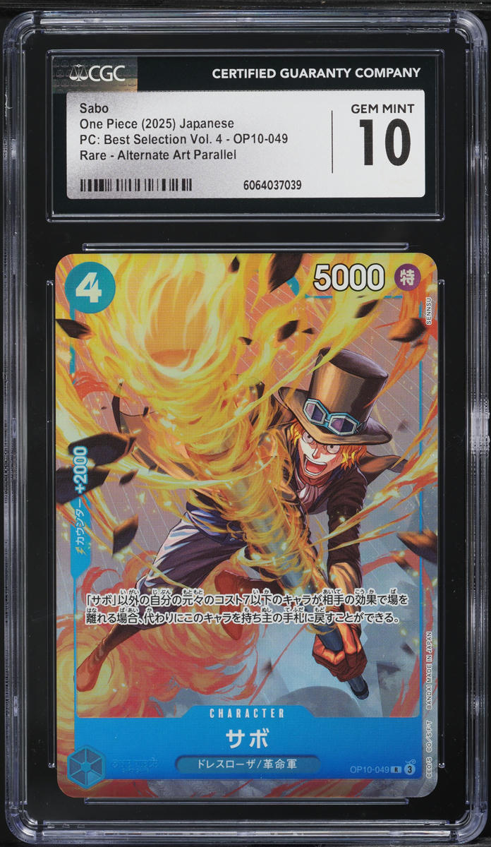 2025 One Piece Japanese PC Best Selection Vol. 4 Alt Art Sabo #OP10-049 CGC 10