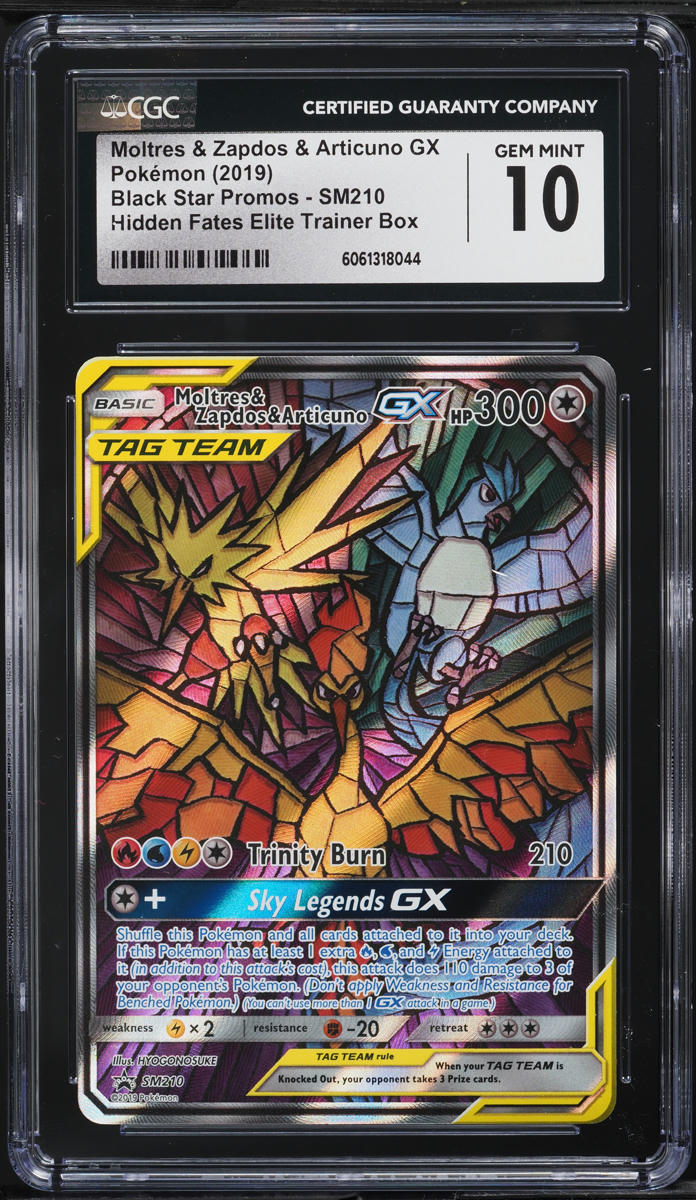 2019 Pokemon SM Promo Hidden Fates Moltres & Zapdos & Articuno GX #SM210 CGC 10