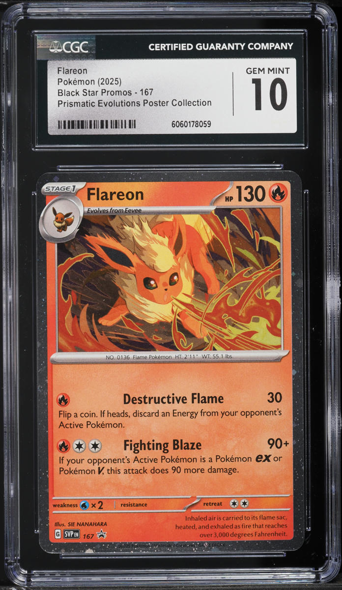 2025 Pokemon SV Black Star Promo Prismatic Evolutions Poster Flareon CGC 10 GEM