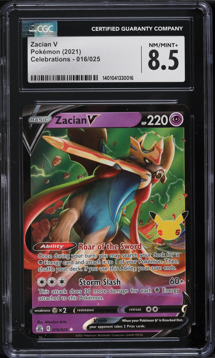 2021 Pokemon Sword & Shield Celebrations Zacian V #16 CGC 8.5 NM-MT+