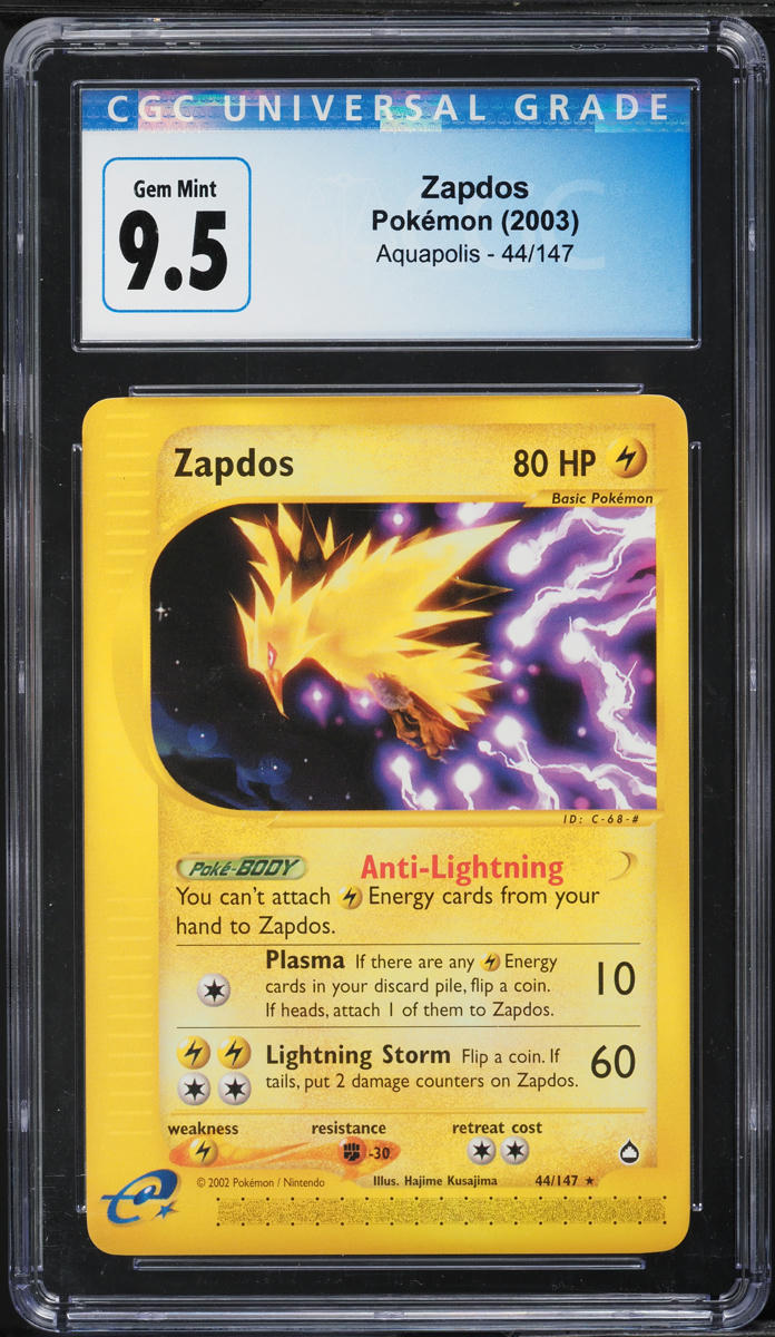 2003 Pokemon Aquapolis Zapdos #44 CGC 9.5 GEM MINT