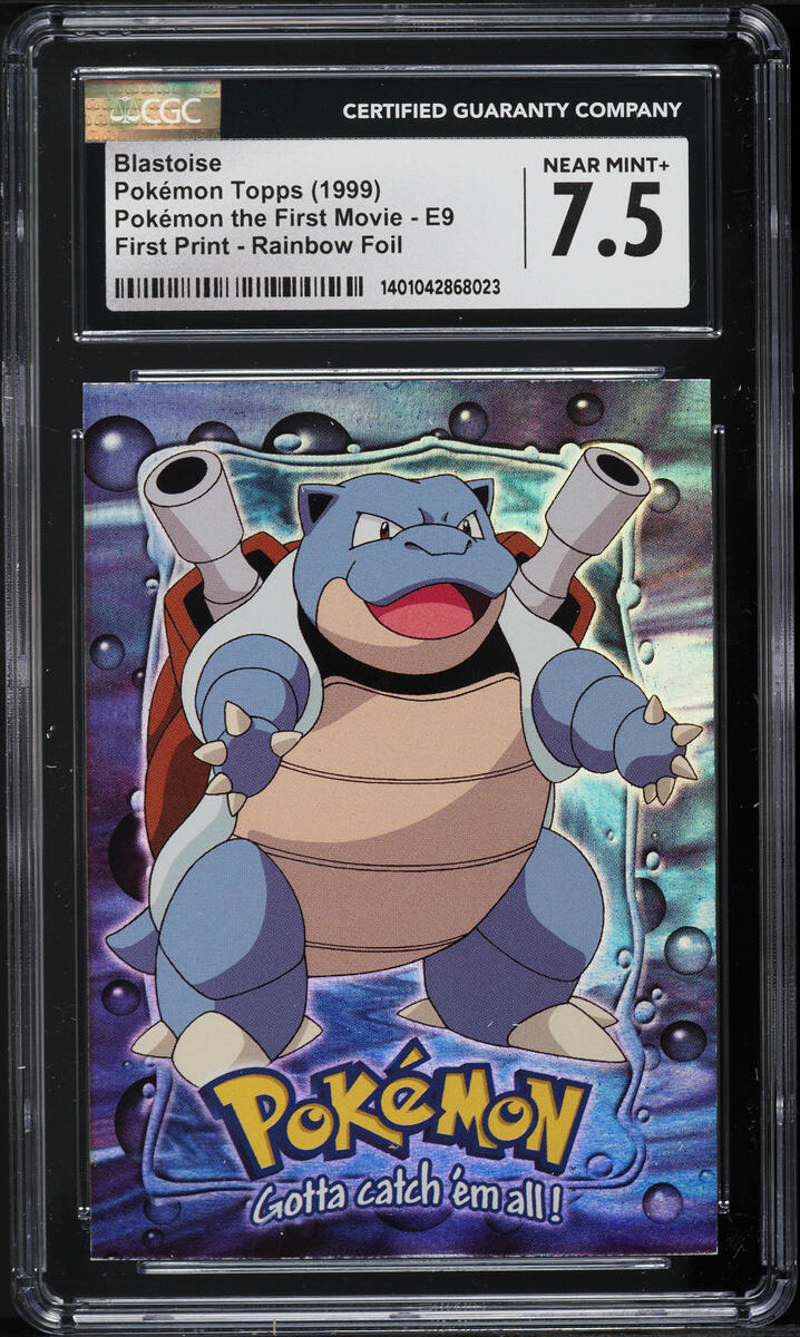 1999 Topps Pokemon The First Movie First Print Rainbow Foil Blastoise #9 CGC 7.5