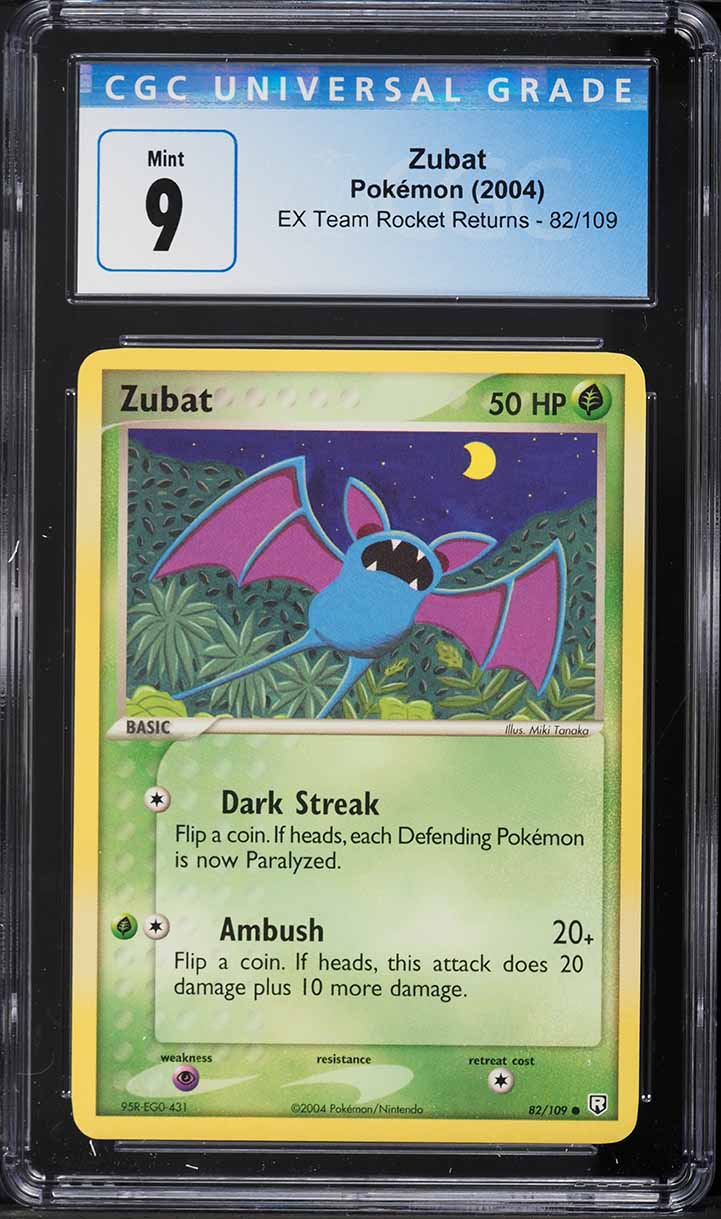 2004 Pokemon EX Team Rocket Returns Zubat #82 CGC 9 MINT