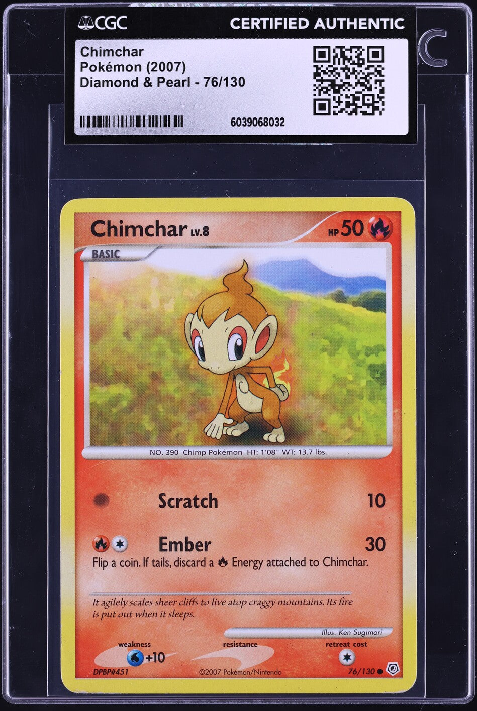 2007 Pokemon Diamond & Pearl Chimchar #76 CGC AUTH