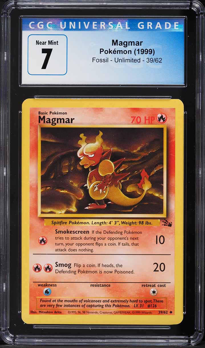 1999 Pokemon Fossil Magmar #39 CGC 7 NRMT