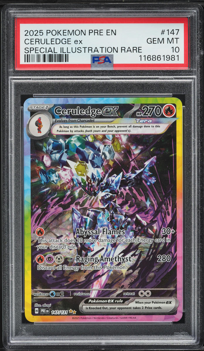 2025 Pokemon SV Prismatic Evolutions SIR Ceruledge ex #147 PSA 10 GEM MINT