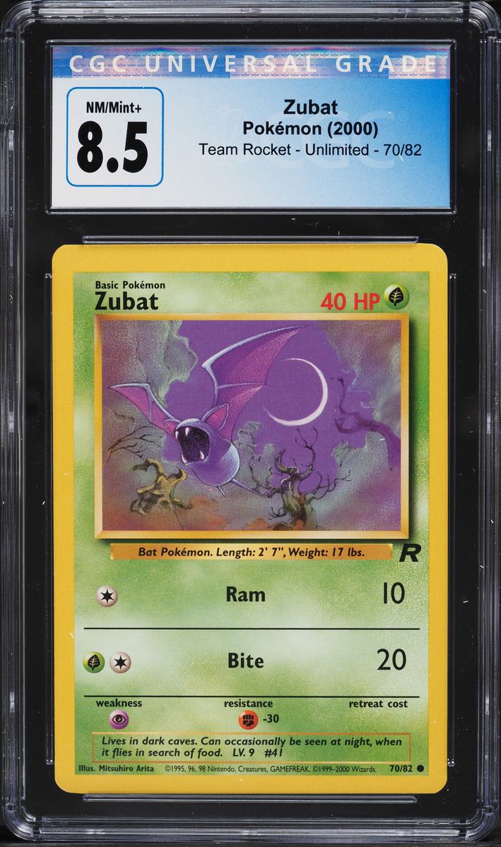 2000 Pokemon Team Rocket Zubat #70 CGC 8.5 NM-MT+