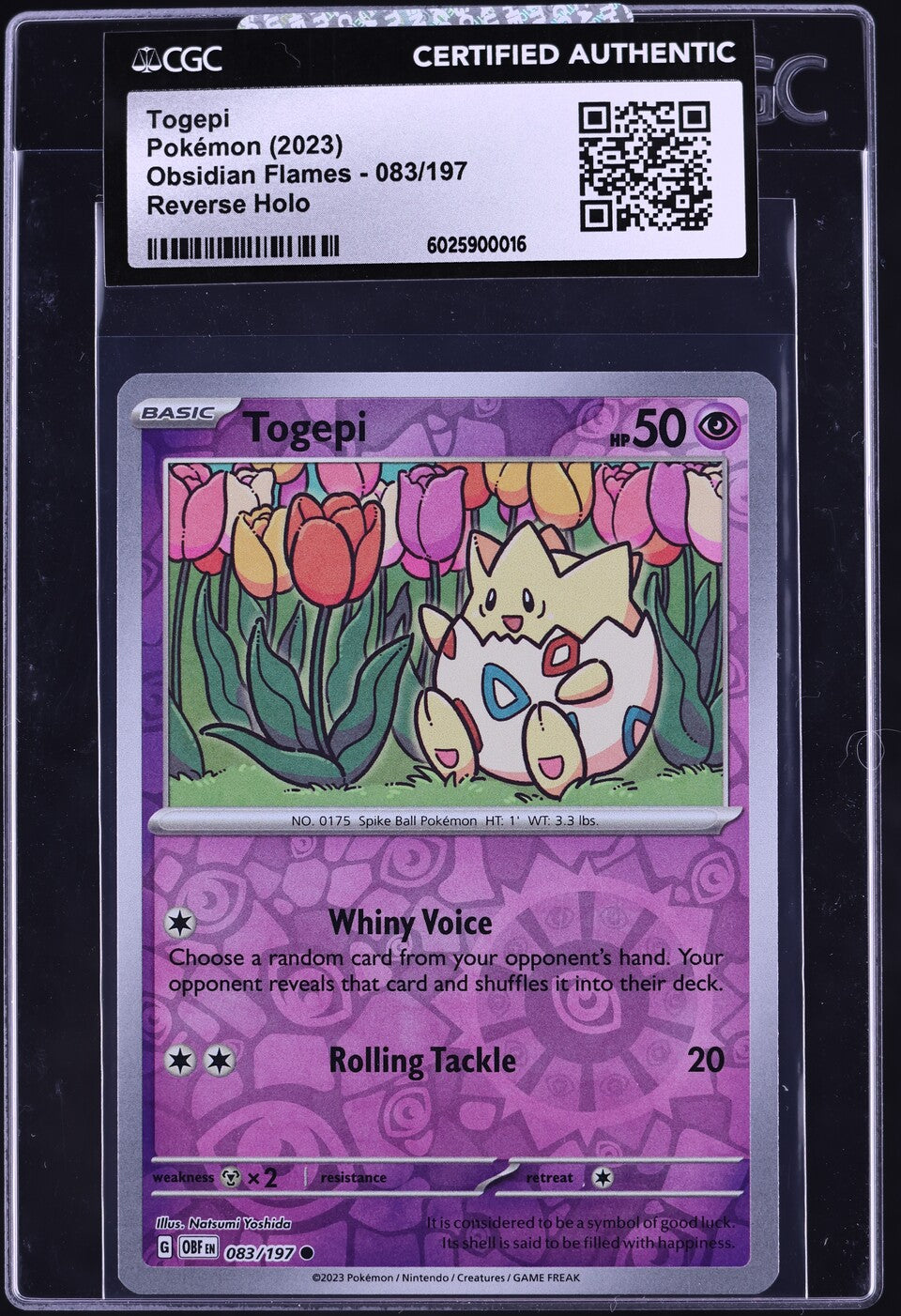 2023 Pokemon Scarlet & Violet Obsidian Flames Reverse Holo Togepi #83 CGC AUTH