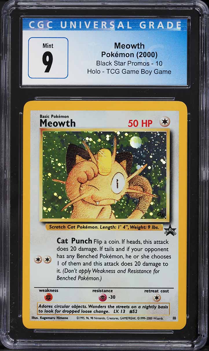 2000 Pokemon Game Boy Black Star Promo Holo Meowth #10 CGC 9 MINT