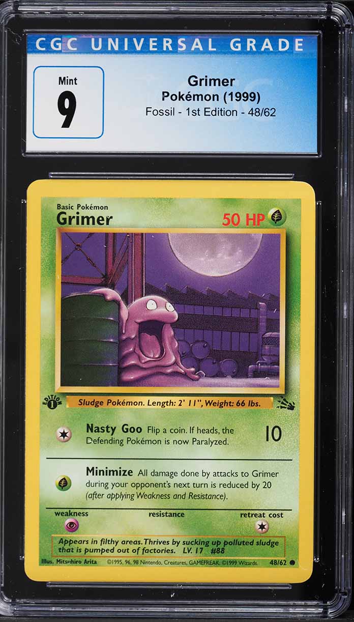 1999 Pokemon Fossil 1st Edition Grimer #48 CGC 9 MINT