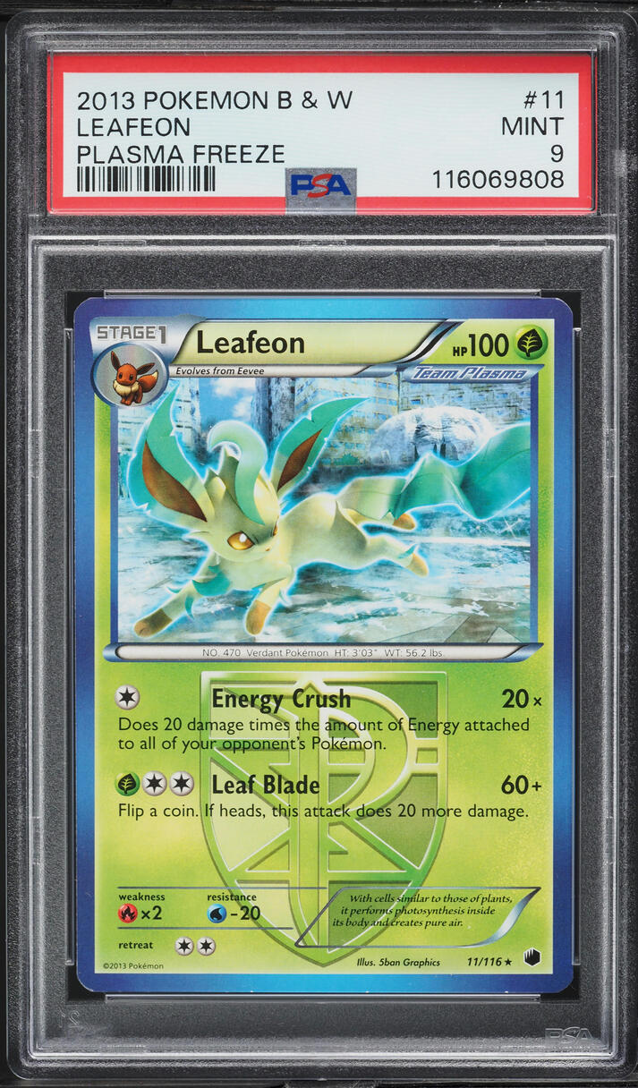 2013 Pokemon Black & White Plasma Freeze Holo Leafeon #11 PSA 9 MINT