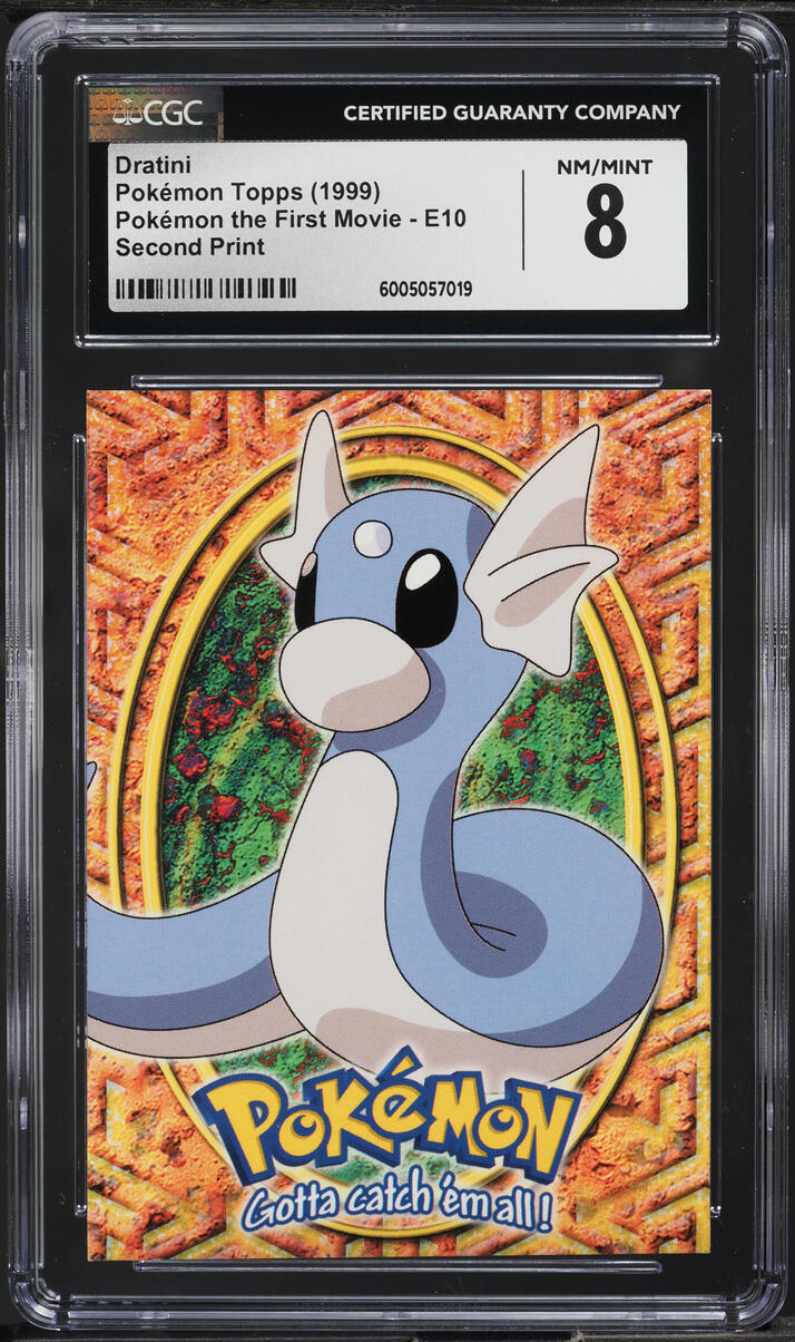 1999 Topps Pokemon The First Movie Second Print Dratini CGC 8 NM-MT