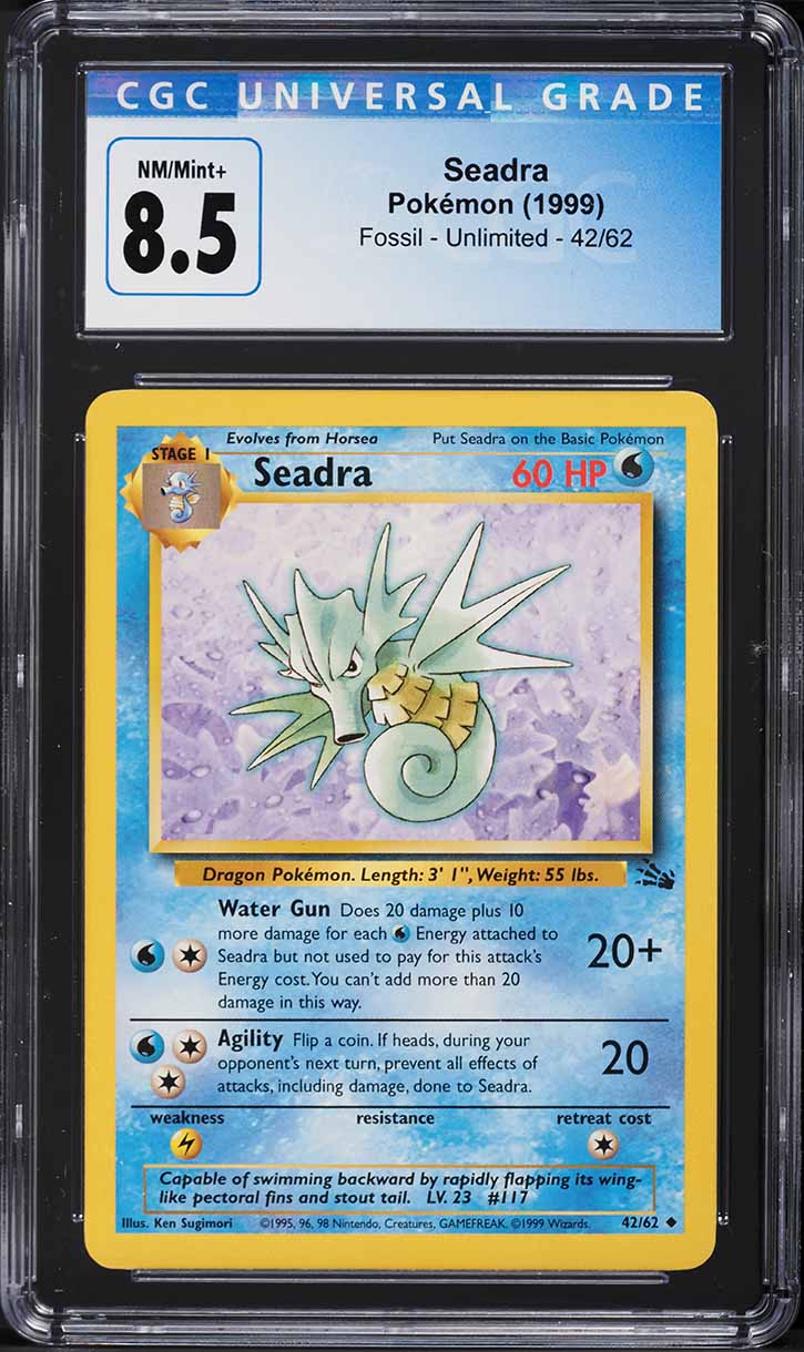 1999 Pokemon Fossil Seadra #42 CGC 8.5 NM-MT+