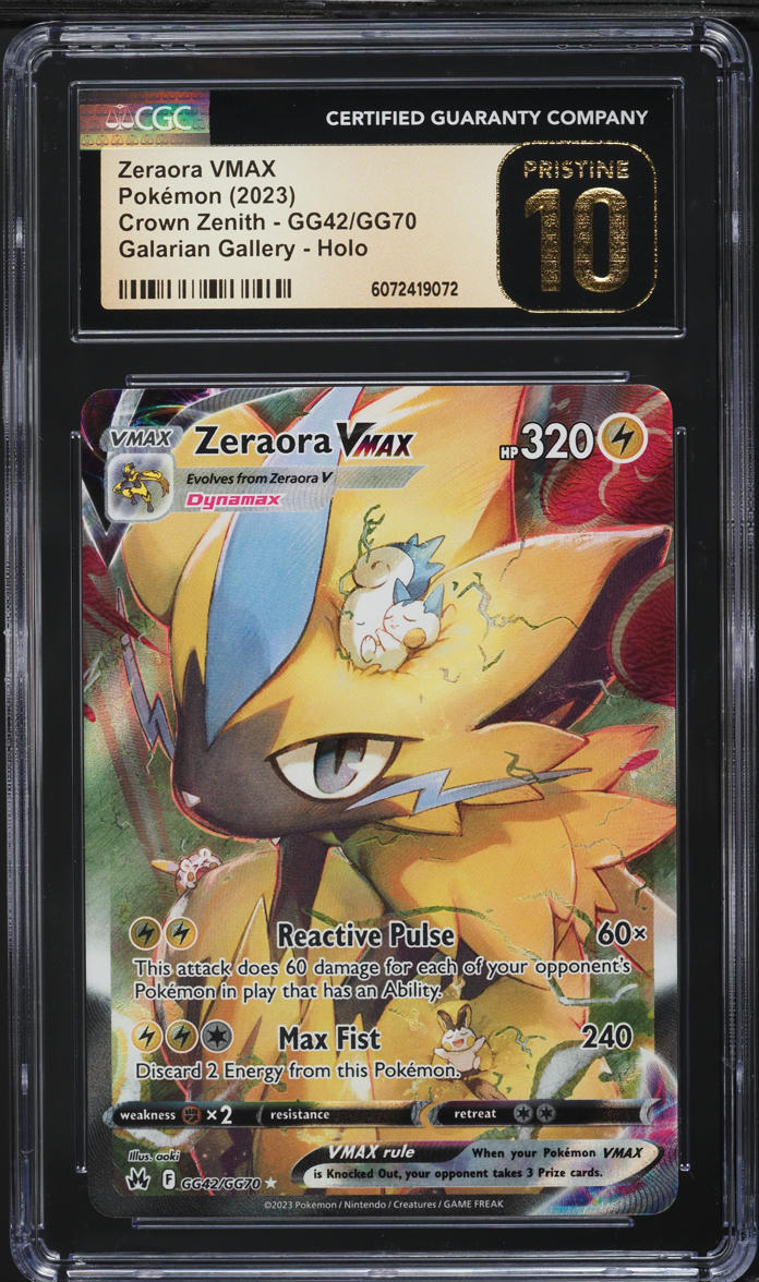2023 Pokemon SWSH Crown Zenith Alt Art Zeraora VMAX #GG42 CGC 10 PRISTINE