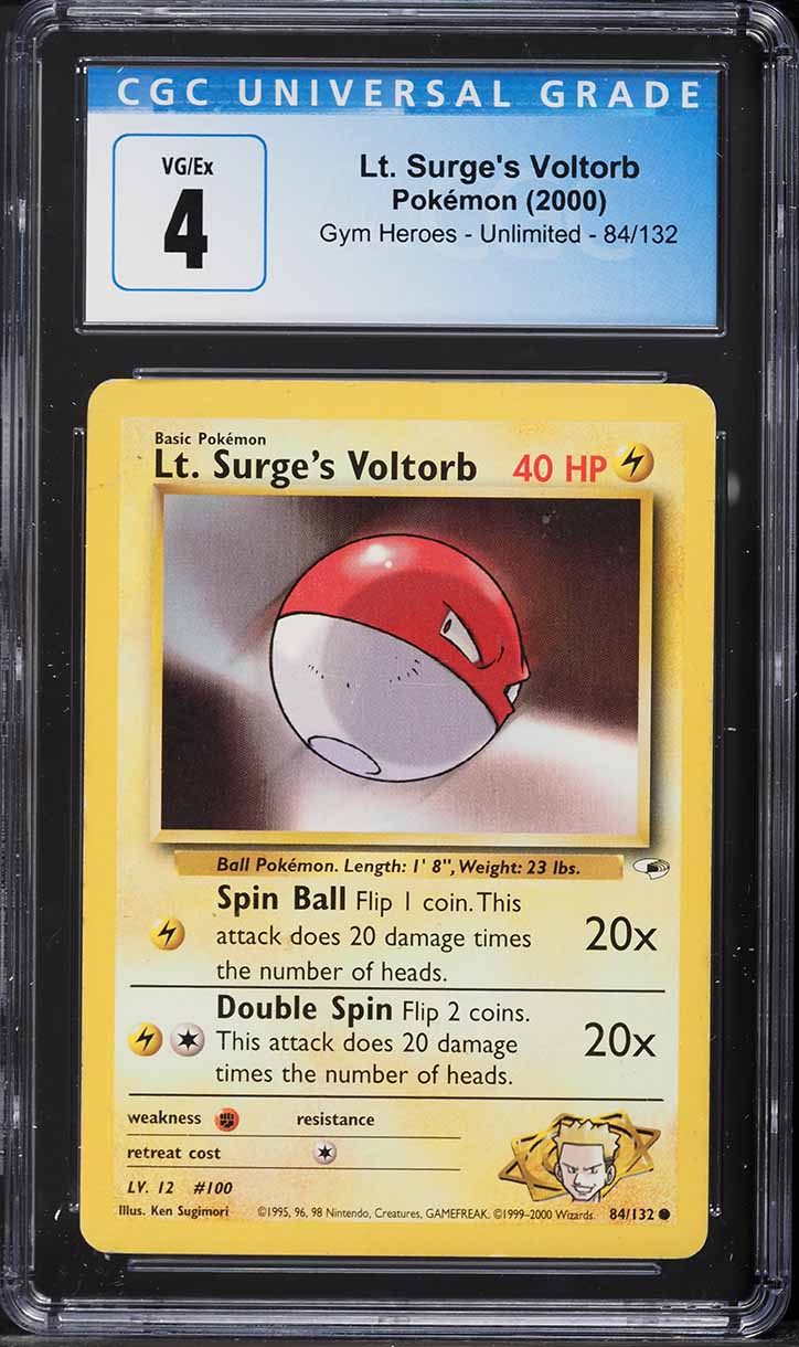 2000 Pokemon Gym Heroes Lt. Surge's Voltorb #84 CGC 4 VGEX