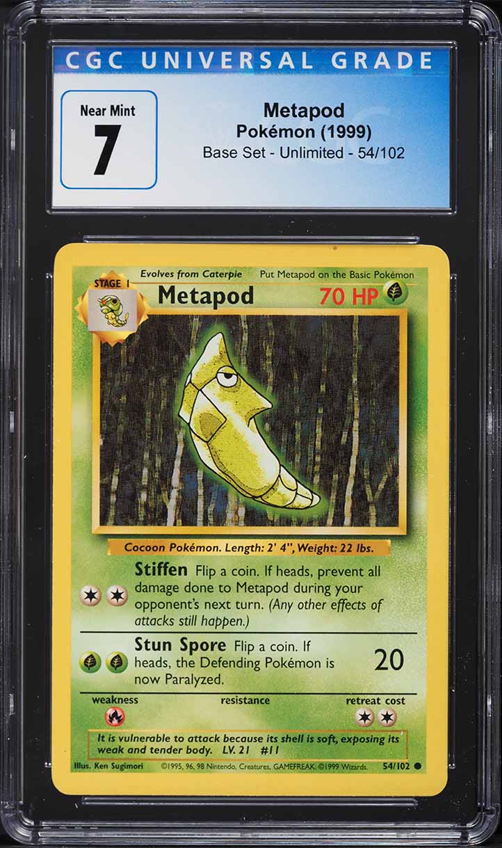 1999 Pokemon Base Set Metapod #54 CGC 7 NRMT