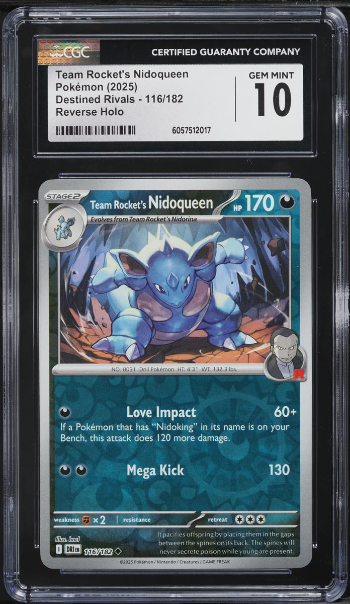 2025 Pokemon SV Destined Rivals Reverse Holo Team Rocket's Nidoqueen #116 CGC 10