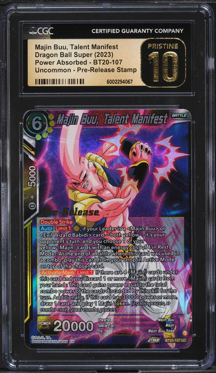 2023 Dragon Ball S Power Absorbed Pre-Release Majin Buu, Talent Manifest CGC 10