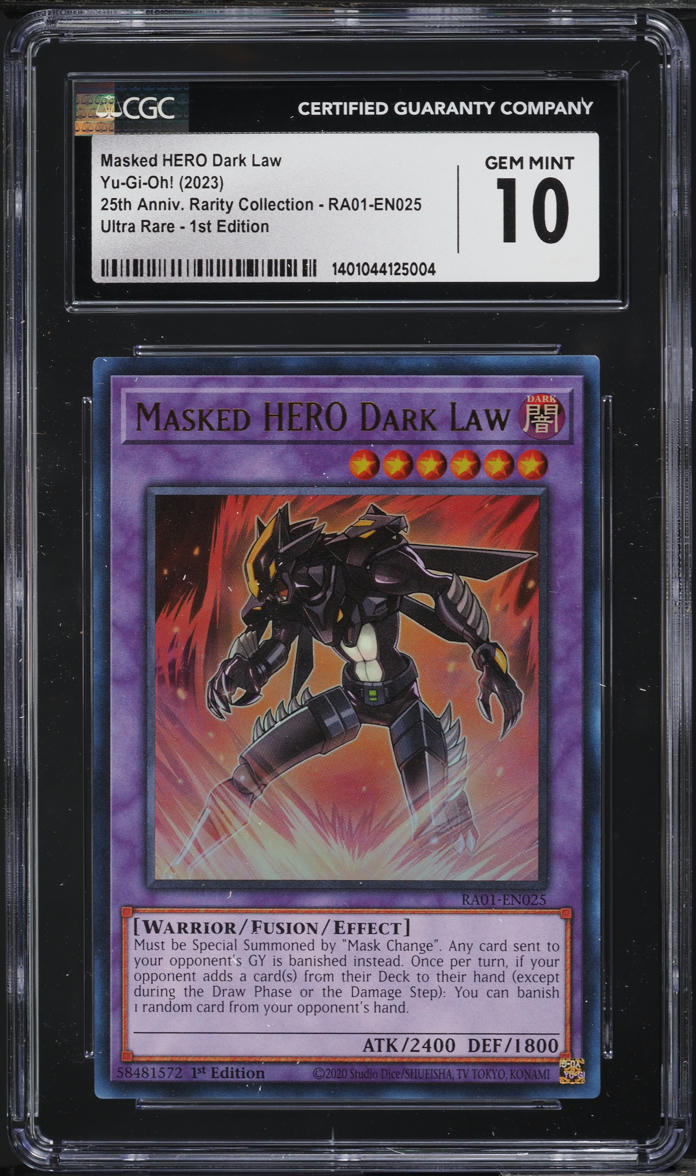 2023 Yu-Gi-Oh! 25th RA01 1st Edition Masked HERO Dark Law #RA01-EN025 CGC 10 GEM