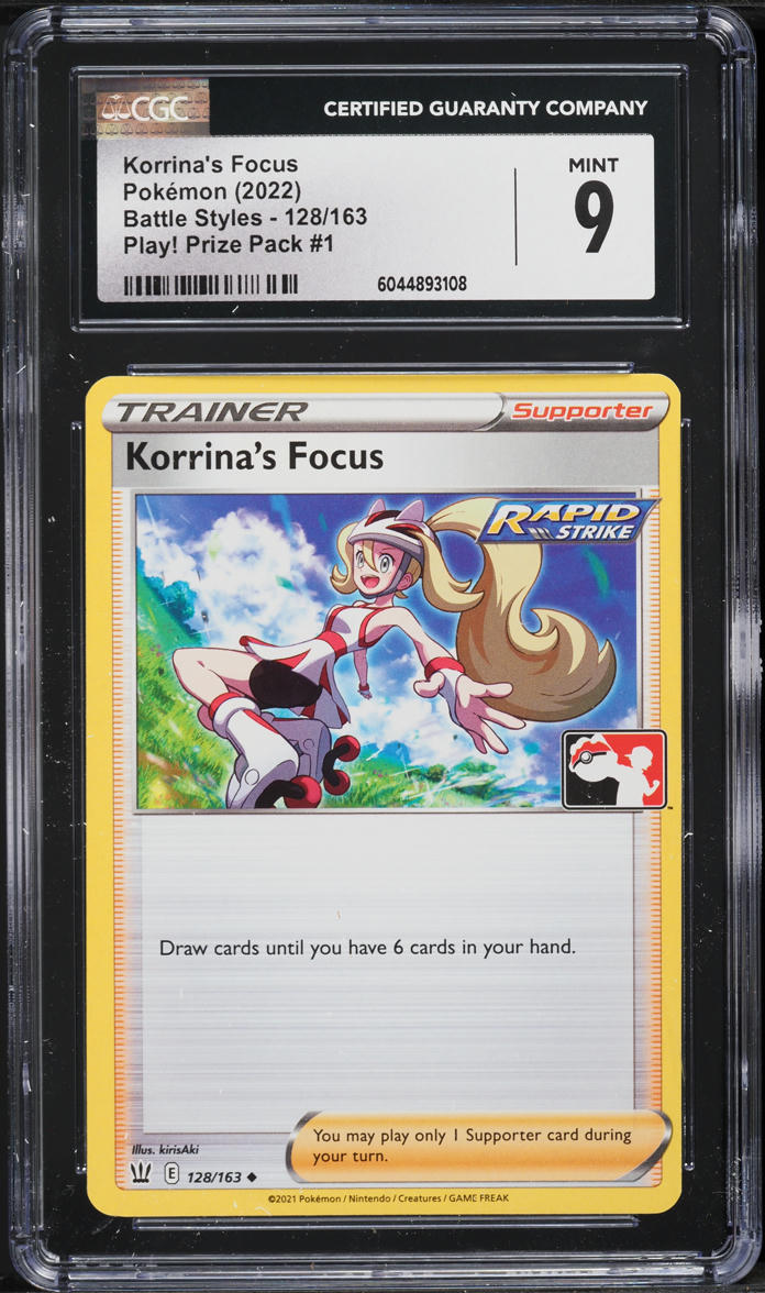 2022 Pokemon SWSH Battle Styles Play! Prize Pack #1 Korrina's Focus #128 CGC 9