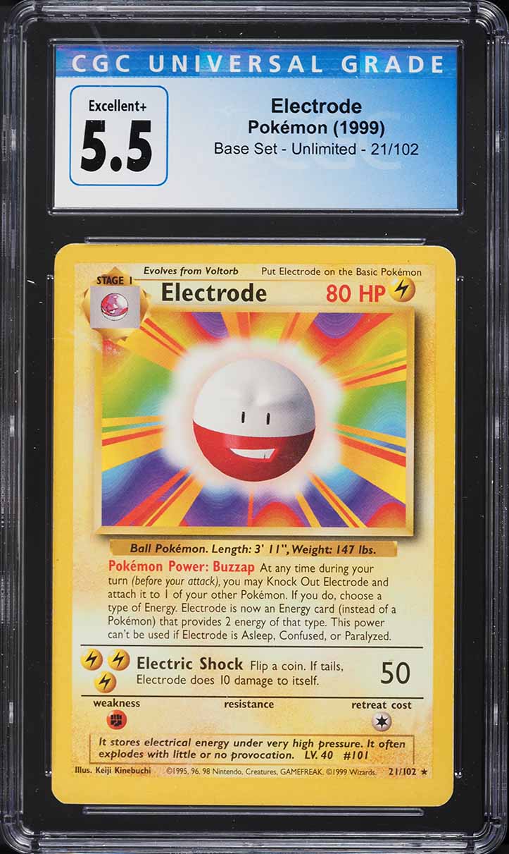 1999 Pokemon Base Set Electrode #21 CGC 5.5 EX+