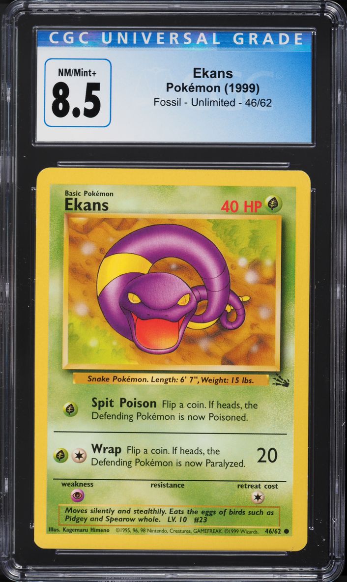 1999 Pokemon Fossil Ekans #46 CGC 8.5 NM-MT+