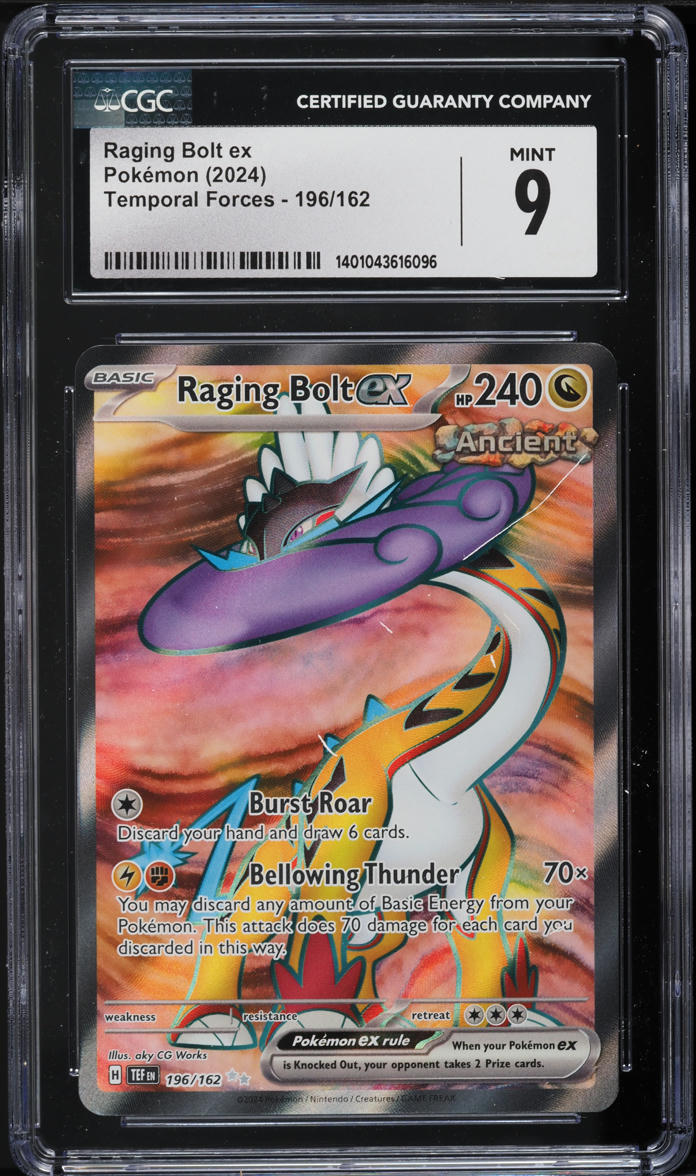 2024 Pokemon Scarlet & Violet Temporal Forces Raging Bolt ex #196 CGC 9 MINT