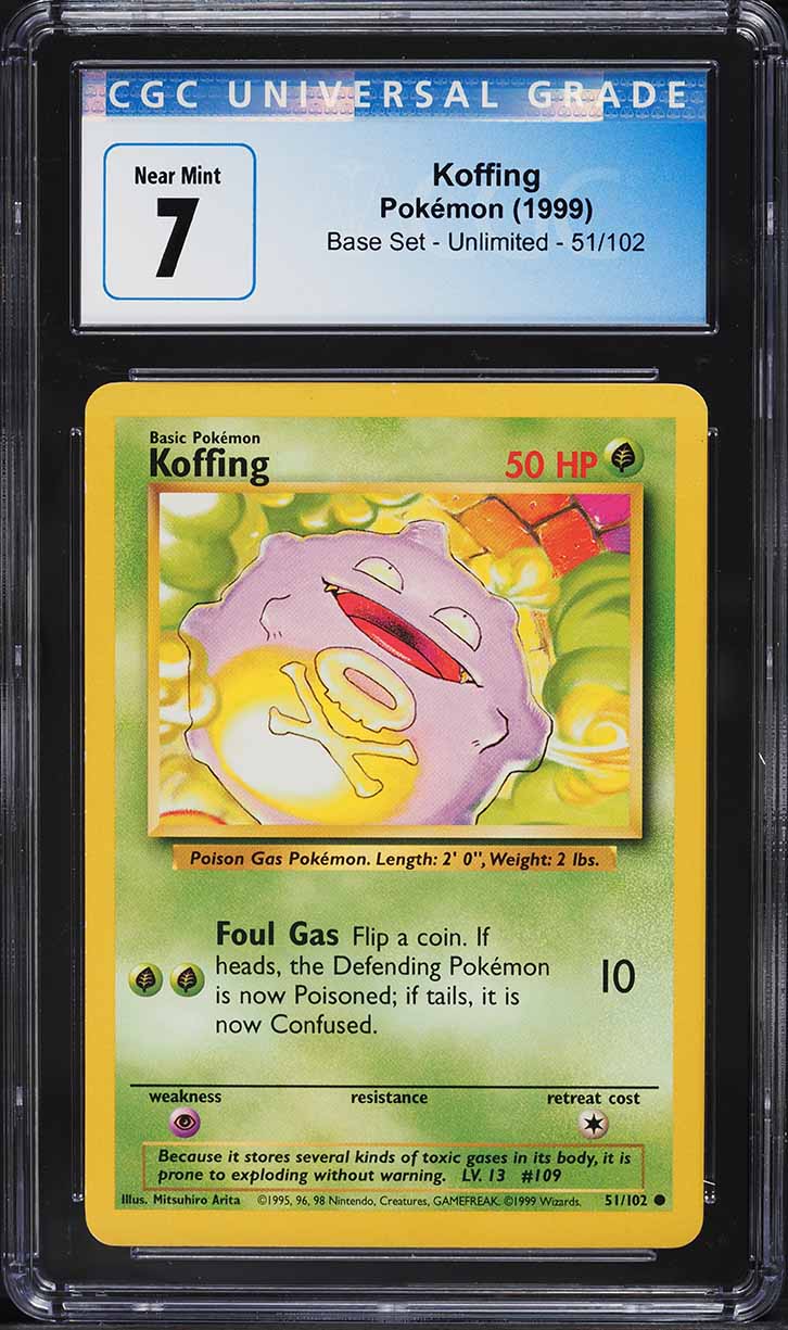 1999 Pokemon Base Set Koffing #51 CGC 7 NRMT