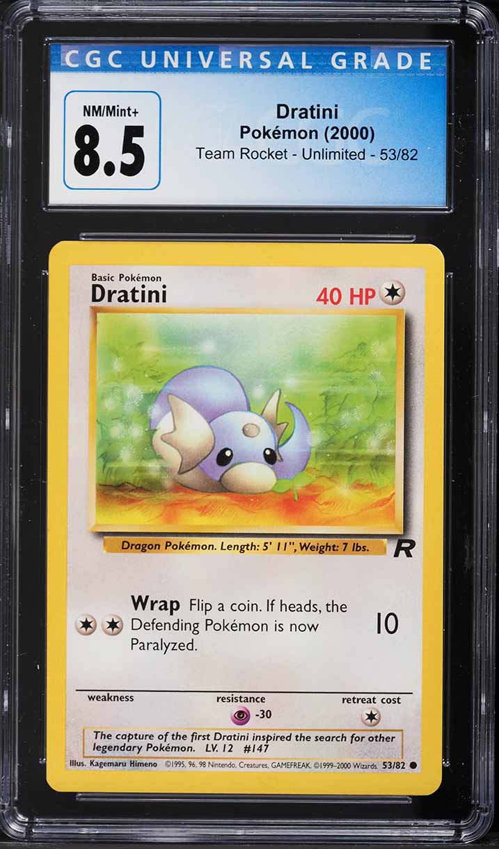 2000 Pokemon Team Rocket Dratini #53 CGC 8.5 NM-MT+