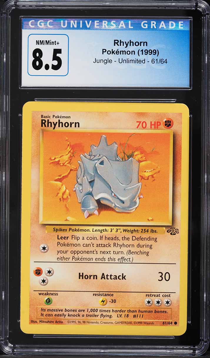 1999 Pokemon Jungle Rhyhorn #61 CGC 8.5 NM-MT+